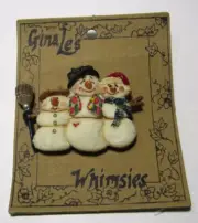 Gina Le's Whimsies 3 Snowmen Pin - New on Card