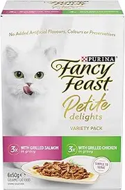 FANCY FEAST Adult Petite Delights Salmon & Chicken Grilled Wet Cat Food 6x50g