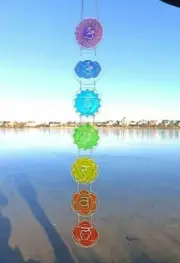 Set 7 chakras suncatcher Sacred geometry Stained glass seven chakras yoga gift