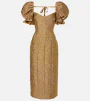 [Markarian] Markarian Farrah floral brocade midi dress AU 10 gold