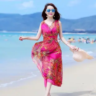 女夏雪紡高定扎染波西米亞沙灘裙