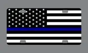 Thin Blue Line American Flag License Plate Aluminum 6"x12" Vanity Front