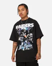 [MITCHELL & NESS] Mitchell & Ness Oakland Raiders Bo Jackson Player T-shirt Faded Black - Size S S Faded Black