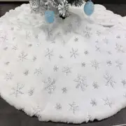Round Christmas Tree Skirt Snowflake Plush Floor Fur Mat Home Decor Xmas Gifts
