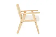 Debby Rattan Accent Armchair with Boucl Cushion - Cream White