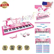 Large Kids Piano Keyboard with Dual Speakers & Adjustable Microphone for Girls