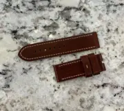 New Panerai OEM 26/26mm 125/75 Length Brown Ranger Ecrue Calf Leather Strap