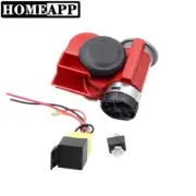 12V Dual Tone Compact Air Horns Kit Red Super Loud For Car Truck Train Boat AU