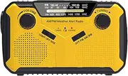 Crank Weather Radio Solar Powered - Emergencies AM FM Alert Radio, Mobile Charger | SOS Alarm, Hand Power Flashlight, Battery Operated Survival Gear for Hiking Outdoor Disaster Safety Home Storms