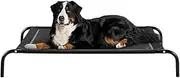 [Petzly] XXL Cooling Elevated Dog Bed for Large Dogs, Portable Indoor & Outdoor Pet Hammock with Skid-Resistant Feet, Portable Dog Cot with Washable Breathable Mesh, Black, 137x90x20CM