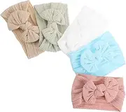 [LIFKOME] 5pcs Baby Girl Headbands: Adorable Bowknot Elastic Hair Wraps For Newborns And Toddlers Multi- For All Occasions And Photoshoots