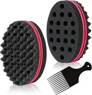 BIGEDDIE Magic Sponge Brush for Afro Curls, Twist Sponge with 6.29 Inch Free Pick Comb (2 PACK)