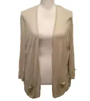 Chico's Arianne Panel Cardigan 3 Light Beige-Gray New Long Sleeve Open Front