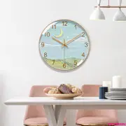 交換禮物-新款北歐風自動對時掛鐘客廳時尚創意裝飾小清新靜音鐘表免打孔