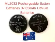 2 × ML2032 Rechargeable Button Batteries 3v 65mAh Lithium Batteries