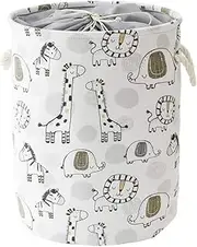 INough Baby Hamper Laundry Basket, Laundry Hamper for Boys, Kids Storage Basket Animal Basket, Safari Nursery Decor Toy Storage Organizer with Drawstring Closure Nursery Hamper for Toddler(Giraffe)