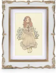 Vintage Style Frame for 5x7 Picture - Ornate Retro Frame with Mat for 4x6 Photo