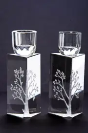 Crystal Candle Holders Tree of Life Design 5"H Elegant Wedding Anniversary gift