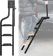 POKIAUTO 45" Aluminum Universal Pickup Truck Tailgate Ladder with Handrail, Heavy Duty Foldable Truck Ladder with Handle Folding Tailgate Step Pickup Cargo Bed Step Accessories for F250/Ram 2500...