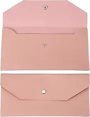 uxcell Cash Envelope Wallet, Budget Cash Holder Reusable Money Bag Pouch Leather Money Organizer Pouch for Men Women Receipt Check Bill Travel Graduation Holidays, Pink