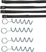 4 Pack Trampoline Stakes Spiral Ground Anchors Galvanized with Tie Down Straps