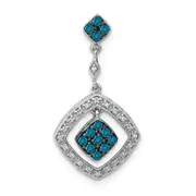 Solid 14k White Gold 1/4ct. and Blue Simulated CZ Dangle Pendant