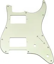 [Musiclily] Pro 11 Holes ST HH Guitar Pickguard with Covered Humbucker 2-Pot Layout for Fender Squier Strat Style Electric Guitar, 3ply Mint Green
