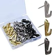 30 PCS Push Pin Picture Hooks, thumbtacks for Wall Hanger, Picture Hanging Nails for Wall, Decorative Thumb Tacks for Hanging, Bulletin Board Hooks (Silver & Gold & Black)