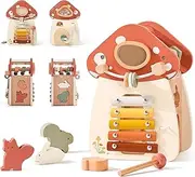 IEATFO 8 in 1 Wooden Activity Cube Toys for Baby Travel Sensory Toys for Toddlers 1-3 Multipurpose Educational Learning Toy for Kids Shape Sorter Montessori Toy to 1 2 Year Old First Birthday Gift
