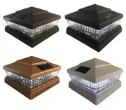 Solar Post Cap Light 6x6 6 Pcs Brown/Black/Copper/White 5 LED Bulb 78Lumens