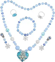 LIFKOME Snowflake Theme Necklace Bracelet Earring Set 5-piece Children's Jewelry Girl's Jewelry for Party