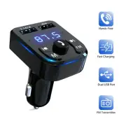 Bluetooth 5.0 Car BT Wireless FM Transmitter Adapter Hands-Free 2USB PD Charger
