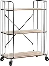 Kitchen Cart 3-Tier Utility Cart Vintage Rolling Bakers Rack Bookshelf Storage Shelf for Living Room