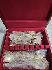 NEW Gold Plated Silverware Set Stainless Flatware Set - 66 Pieces Service For 12