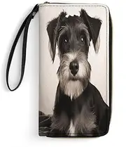 [BFGWK] Large Wallet Novelty Cute Schnauzer Printing Long Wallet With Zipper Leather Wallet Suitable For Both Men And Women, style, 19.7x10.5cm