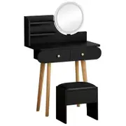 ALFORDSON Dressing Table Stool Set Makeup Mirror Vanity Desk LED Lights Black