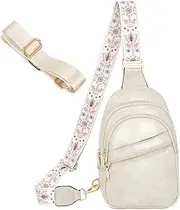 [JASGOOD] Sling Bag for Women Faux Leather Chest Bag Cross Body Bags Small Sling Backpack for Travel Waist Pack