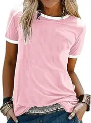 [Awemeal] T-Shirt Women's Summer Top Tee Shirt Crew Neck Short Sleeve Basic T-Shirts Blouse Plain Casual Blouse Shirt Top Shirt