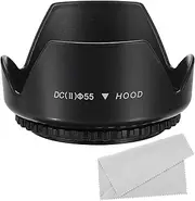uxcell 55mm Camera Lens Hood, Flower Lens Hood Protector with Cleaning Cloth for Anti-Reflection Blocks Excess Sunlight to Reduce Lens Flare and Glare, Enhance Camera Photography
