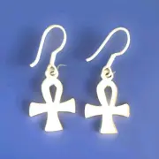 Erick's Sterling Silver Dangle Ankh Cross Earrings Taxco.925