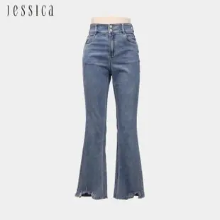 【JESSICA】復古百搭顯瘦顯腿長喇叭牛仔長褲J35210