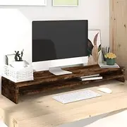 Monitor Stand Smoked Oak 100x24x13 cm Engineered Wood,Others,Electronics,Video,Video Accessories,Television Parts & Accessories,TV & Monitor Mounts
