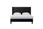 Maggie Winged Fabric Bed Frame - Black - Double