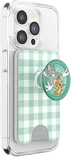 PopSockets Phone Wallet with Expanding Grip and Adapter Ring for MagSafe, Phone Card Holder, Wireless Charging Compatible, Wallet Compatible with MagSafe - Tom & Jerry Chase
