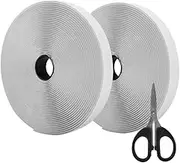 AIEX 39.37 Feet/12m Hook and Loop Self Adhesive Tape Roll with Gift Scissors (White)