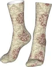 [CSIVKEJ] Crew Socks Comfort Casual Athletic Multi Design Socks For Women Men, Floral 15, One Size, Floral 15, One size