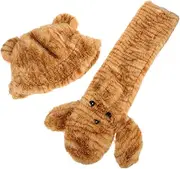 [WATIIFUFU] Hat Scarf Hats Has Winter Fleece Bucket Hat Tiger Scarf Plush Animal Winter Hat Animal Beanie Plush Basin Hat Tiger Costume Adult Woman Cute Beanies Polyester Light Brown