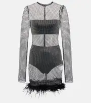[Giuseppe di Morabito] Giuseppe di Morabito Feather-trimmed embellished minidress M/L black