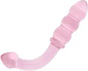 Crystal Glass Dildo Bent Graduate Pleasure Wand Double Ended Anal Beads Butt Plug for G-spot Stimulation Romi
