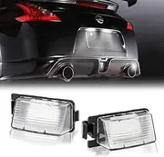 LED License Plate Light For Nissan 350Z 370Z GT-R Versa Cube Leaf & Infiniti G25 G35 G37 Q40 Q60 Tag Lamp Assembly, 6000K White 2PCS